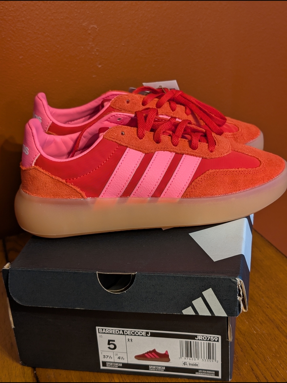 adidas Red & Pink Suede Trainer Sneakers